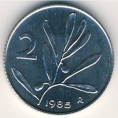 Италия 2 лиры 1985 год