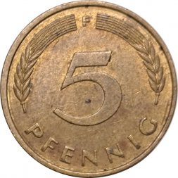 ФРГ 5 пфеннигов 1977 год - F