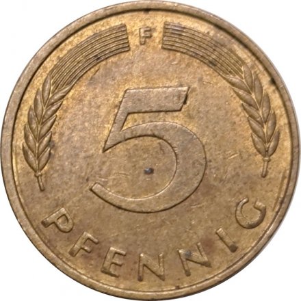 ФРГ 5 пфеннигов 1977 год - F
