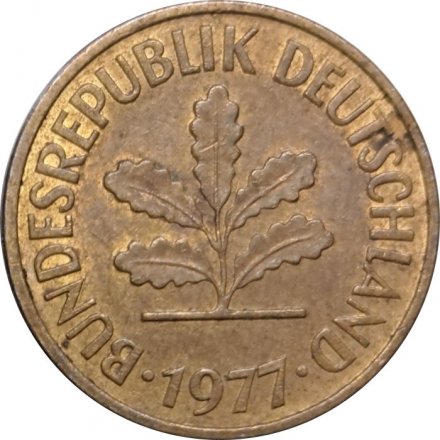 ФРГ 5 пфеннигов 1977 год - F