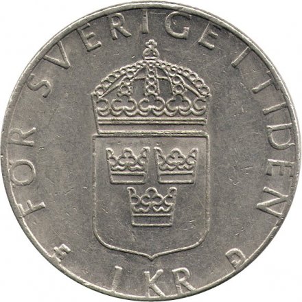 Швеция 1 крона 1989 год - Король Карл XVI Густав