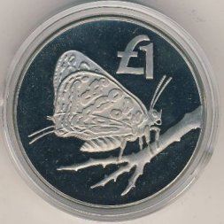 Кипр 1 фунт 2002 год - Бабочка на ветке
