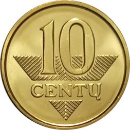 Литва 10 центов 2008 год UNC