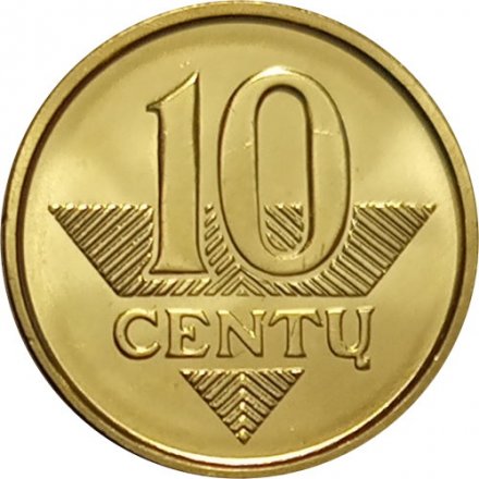 Литва 10 центов 2008 год UNC