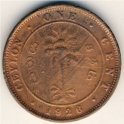 Цейлон 1 цент 1926 год