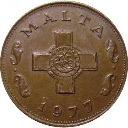 Мальта 1 цент 1977 год - Крест Георга