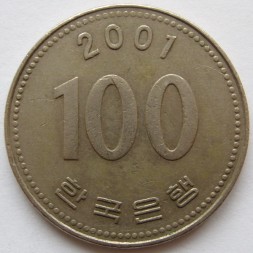 Монета Южная Корея 100 вон 2001 год - Ли Сунсин