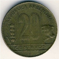 Аргентина 20 сентаво 1950 год