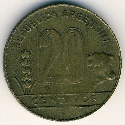 Аргентина 20 сентаво 1950 год