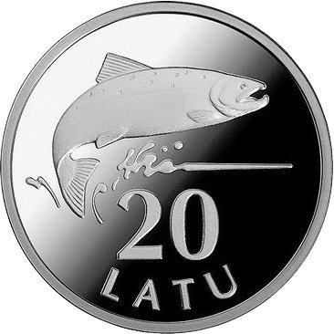 Латвия 20 лат 2013 год - Серебряный лосось (в футляре)