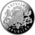 Латвия 20 лат 2013 год - Серебряный лосось (в футляре)