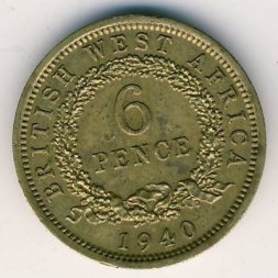 Британская Западная Африка 6 пенсов 1940 год