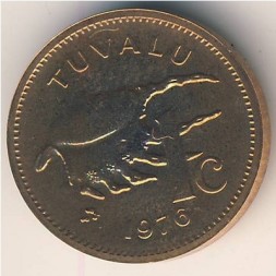 Монета Тувалу 1 цент 1976 год