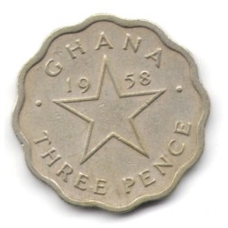 Монета Гана 3 пенса 1958 год