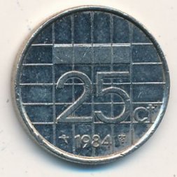 Нидерланды 25 центов 1984 год