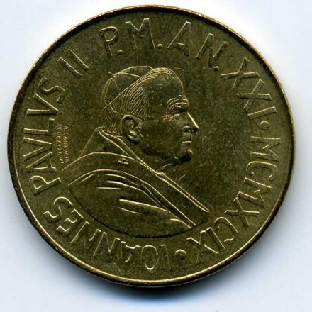 Ватикан 200 лир 1999 год - Папа Иоанн Павел II. Иисус среди бедных и отверженных