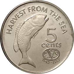 Фиджи 5 центов 1995 год - 50 лет ФАО