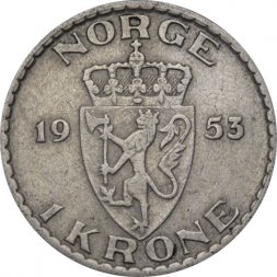 Норвегия 1 крона 1953 год - Король Хокон VII