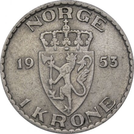 Норвегия 1 крона 1953 год - Король Хокон VII