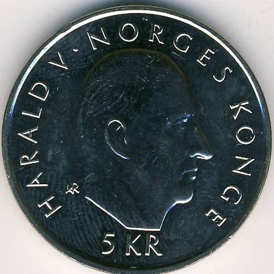 Норвегия 5 крон 1995 год - 50 лет ООН