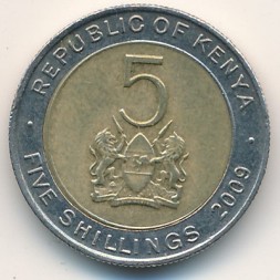 Монета Кения 5 шиллингов 2009 год