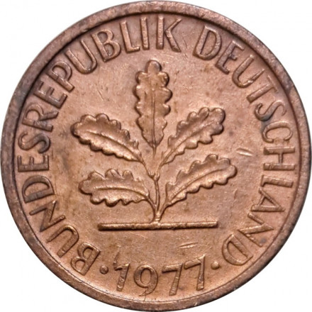 ФРГ 1 пфенниг 1977 год - F