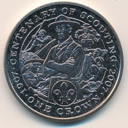 Остров Мэн 1 крона 2007 год - 100 лет Скаутскому движению