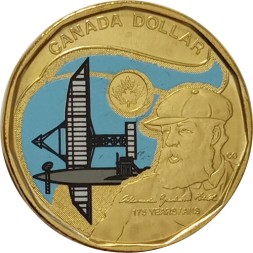 Канада 1 доллар 2022 год - 175 лет со дня рождения Александра Грейама Белла (цветное покрытие)