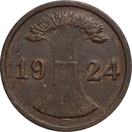 Веймарская республика 2 рентенпфеннига 1924 год (G)