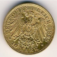 Монета Баден 10 марок 1898 год