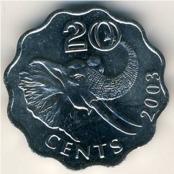 Монета Свазиленд 20 центов 2003 год