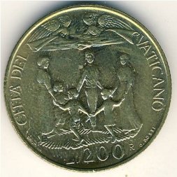 Ватикан 200 лир 1996 год