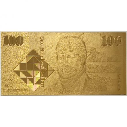 Сувенирная банкнота Австралия 100 долларов 1984-1992 год (золотые) - UNC