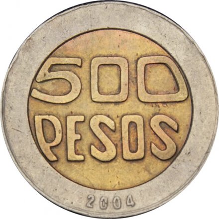Колумбия 500 песо 2004 год