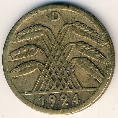 Веймарская республика 50 рентенпфеннигов 1924 год (D)