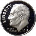 США 1 дайм (10 центов) 2014 год - Франклин Рузвельт (S)