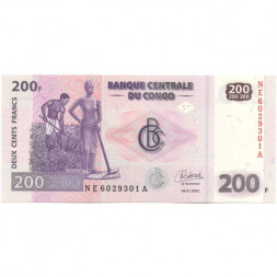 Конго 200 франков 2022 год - Крестьянин. Барабаны локоле UNC