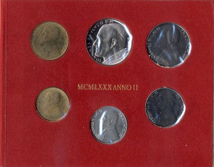 Набор из 6 монет Ватикана 1980 года - Папа Иоанн Павел II