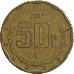Мексика 50 сентаво 2007 год - Хохлатый сокол