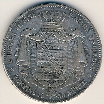 Саксония 2 талера 1850 год