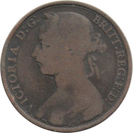 Великобритания 1 пенни 1891 год (бронза, коричневый цвет)