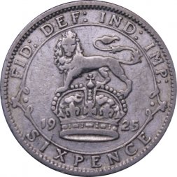 Великобритания 6 пенсов 1925 год
