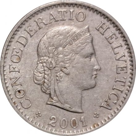 Швейцария 10 раппенов 2001 год