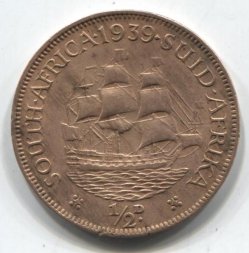 ЮАР 1/2 пенни 1939 год - Корабль «Дромедарис»