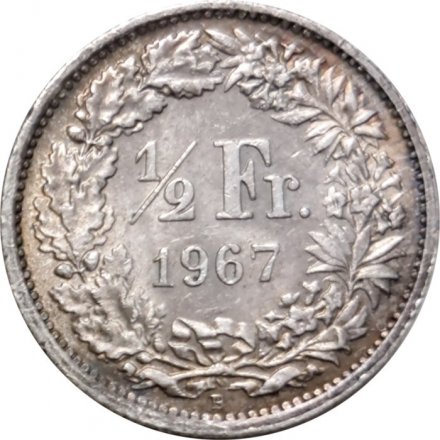 Швейцария 1/2 франка 1967 год