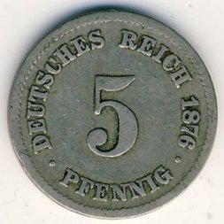 Германия 5 пфеннигов 1876 год (C)