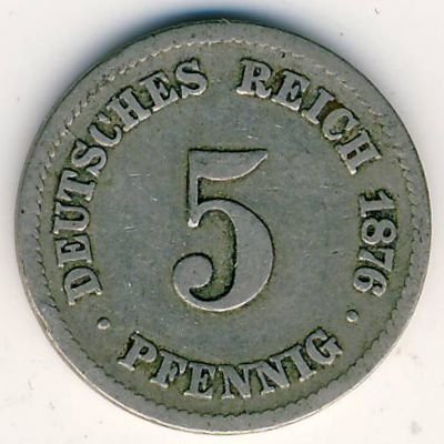 Германия 5 пфеннигов 1876 год (C)