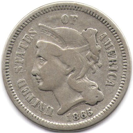 США 3 цента 1865 год - Three Cent Nickel