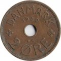 Дания 2 эре 1930 год - Король Кристиан X