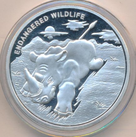 Конго 10 франков 2007 год - Носорог